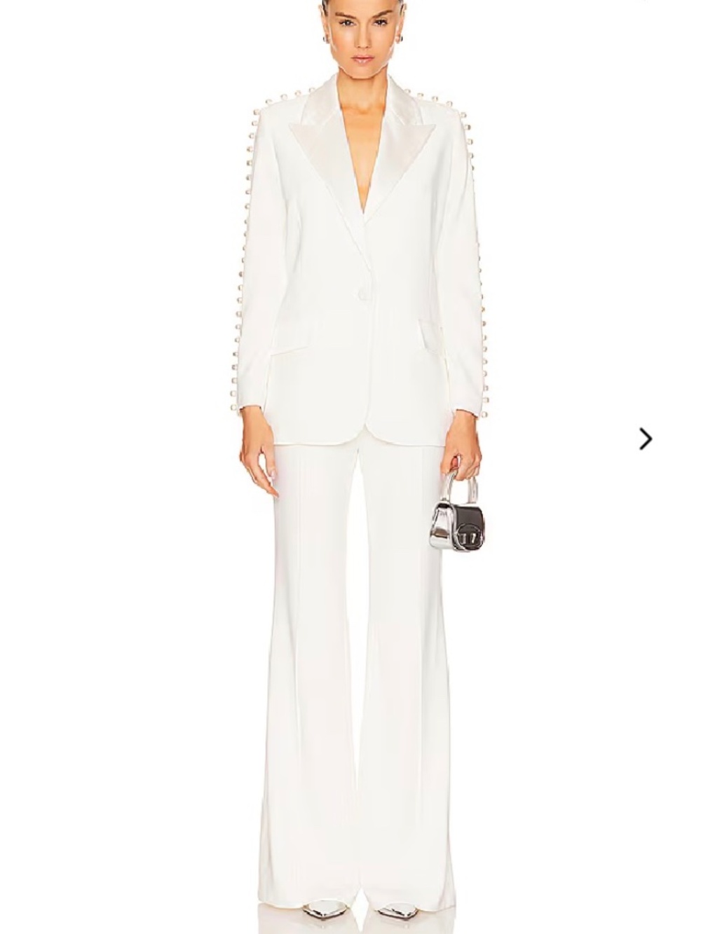 NWOT Nadine Merabi Charlotte White Pearl Suit SZ: XL/12 Original Price $690